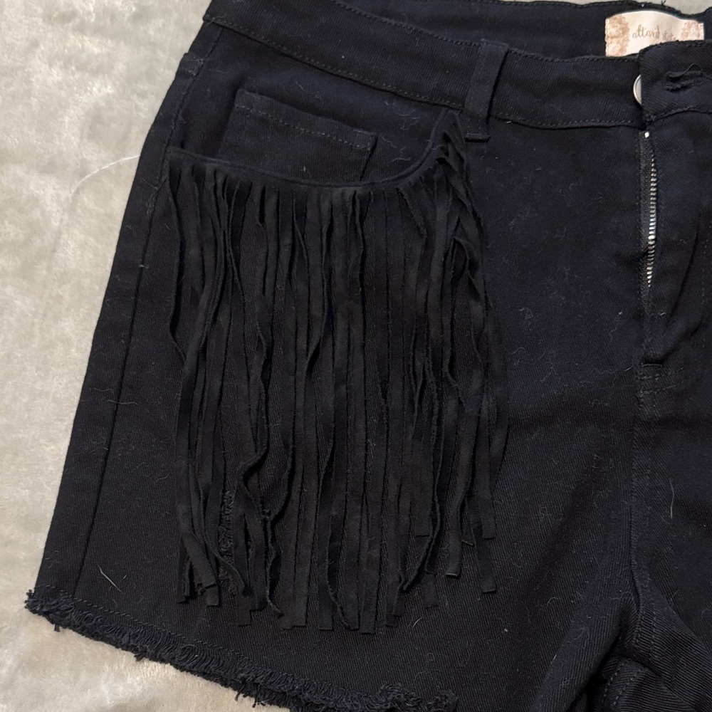 Altar'd State Black Fringe Jean Shorts - Picture 5 of 12